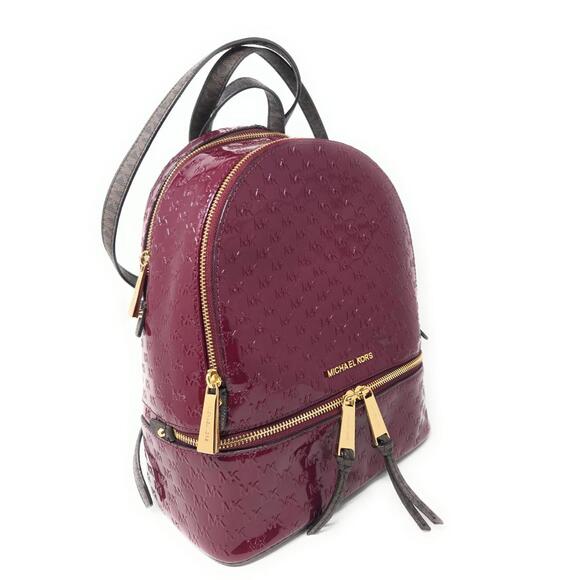 Michael Kors Rhea Zip Medium Backpack Handbag Purse, Dark Berry, One Size NEW - Picture 2 of 7